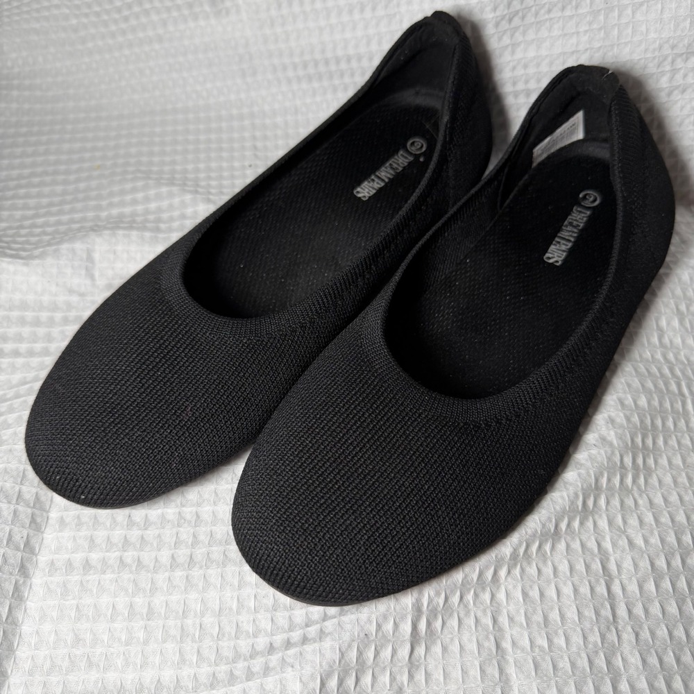 Dream Pairs Womens Knit Ballet Flats Black Round Toe Slip On SDFA2423W Size 9 - Picture 1 of 3